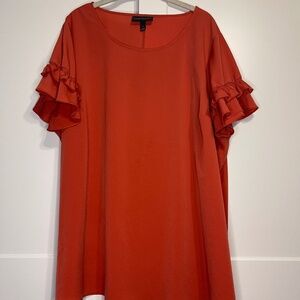 Lane Bryant Orange Chiffon Ruffle Sleeve Blouse